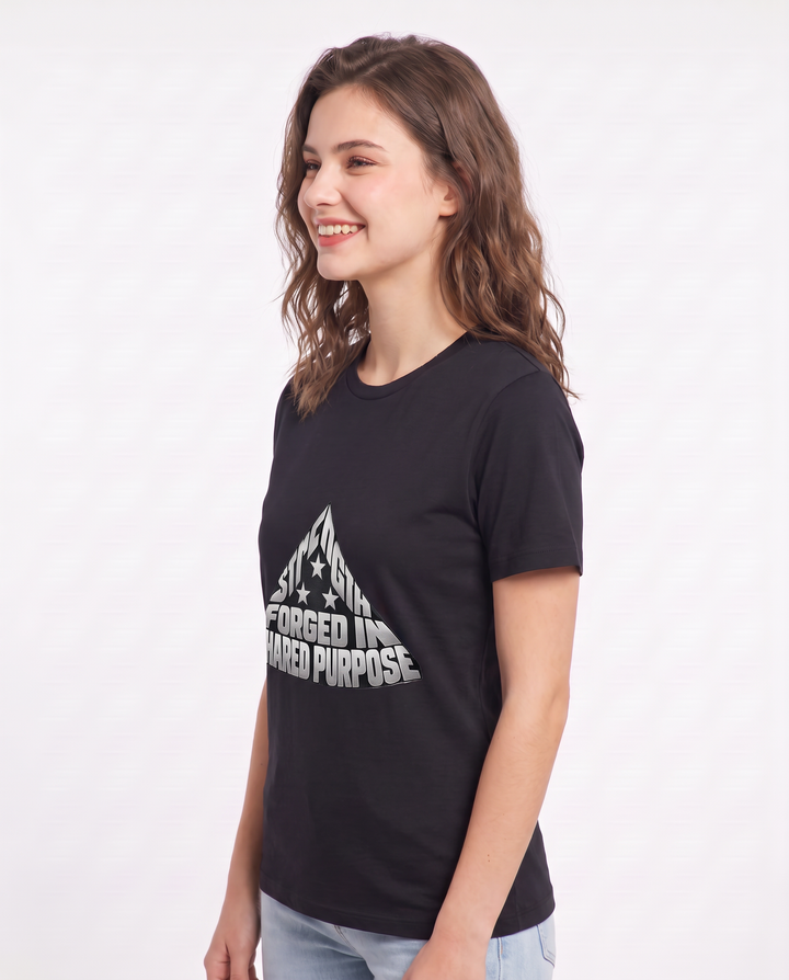 Strength Forged In Shared Purpose Women's Black T-Shirt product image 3