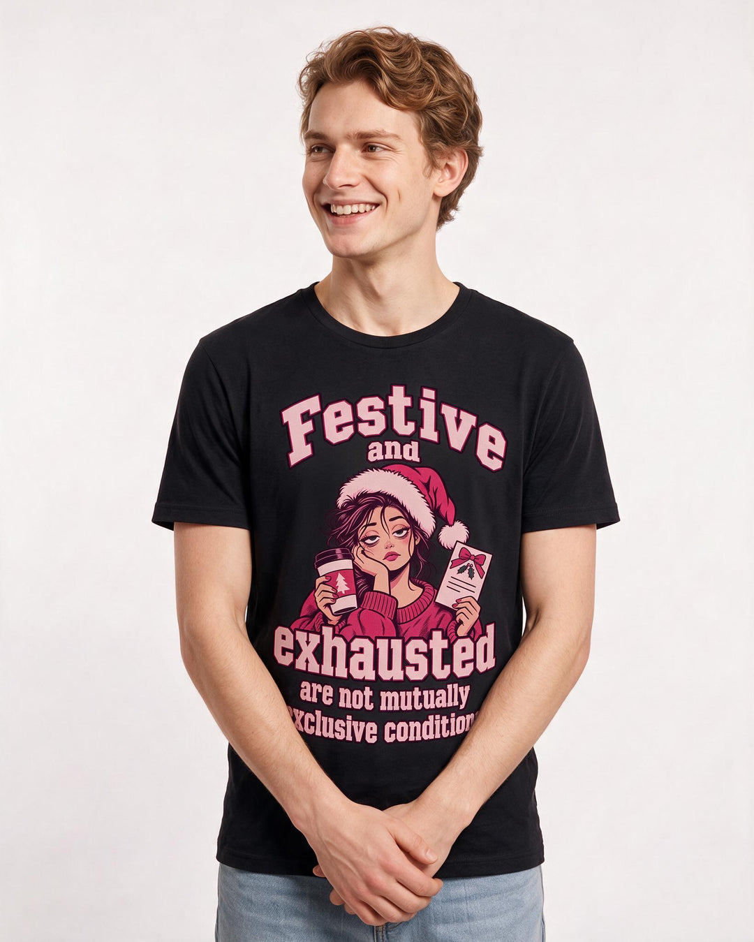 Christmas Black T-Shirt for Men – Holiday Theme Graphic Tee product image 1