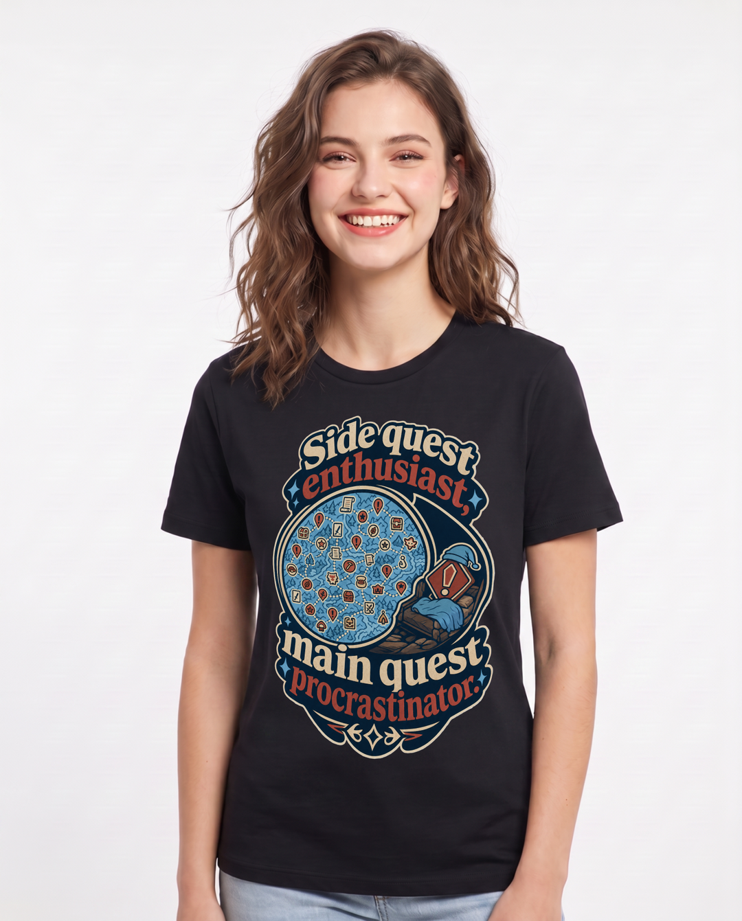 Gaming Black T-Shirt for Women – Game Night Graphic Tee product image 1