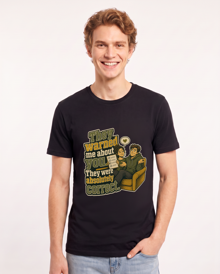 Couples Black T-Shirt for Men – Everyday Expression Graphic Tee product image 1