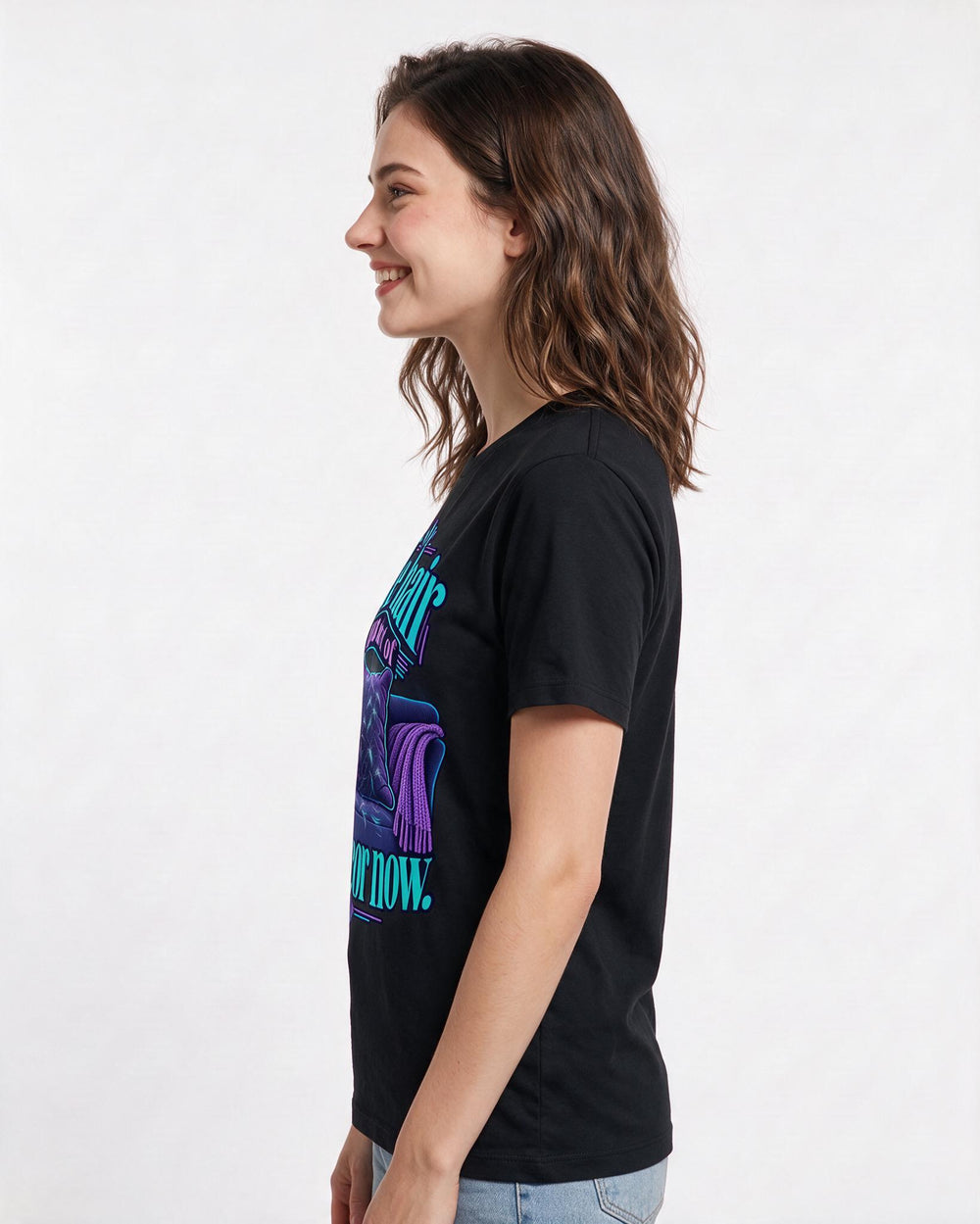 Cat Lover Black T-Shirt for Women – Everyday Expression Graphic Tee product image 2