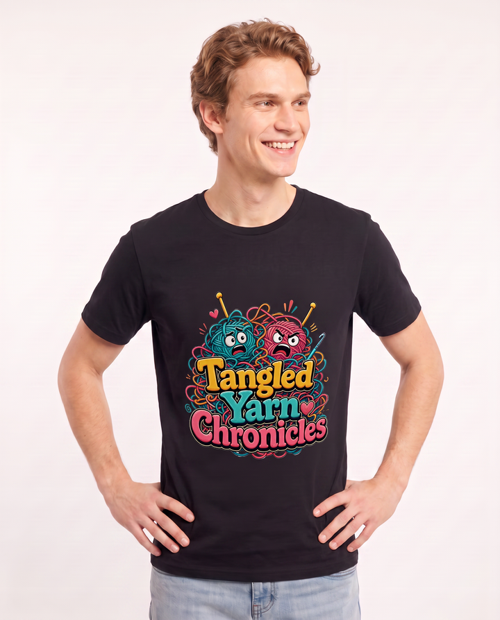 Tangled Yarn Chronicles Men's Black T-Shirt product image 1