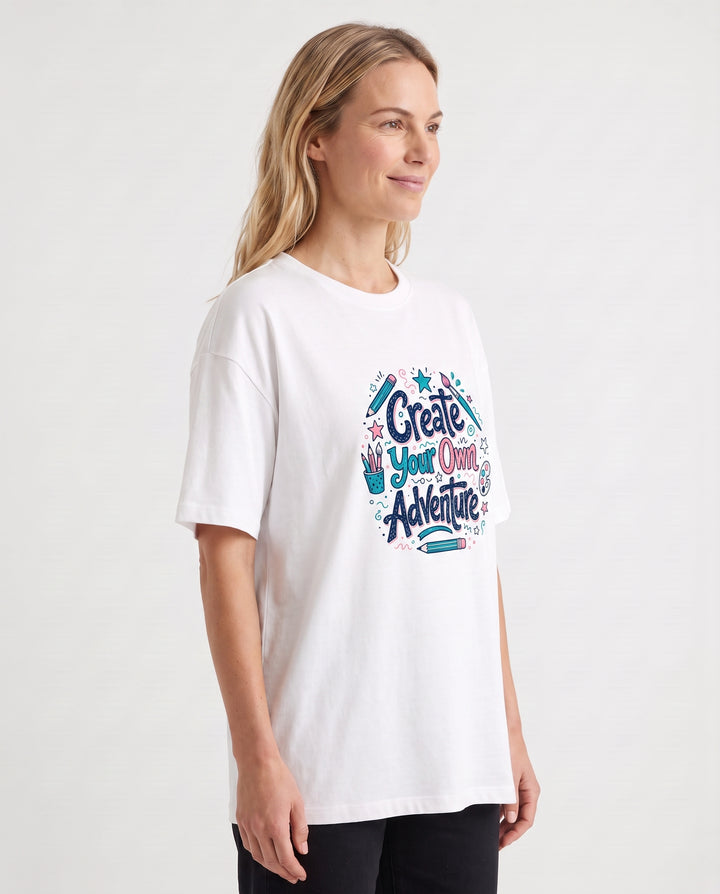 Create Your Own Adventure White T-Shirt mockup 2
