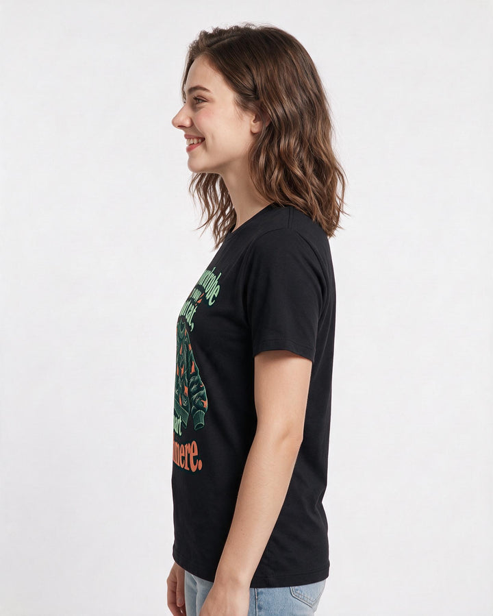 Cat Lover Black T-Shirt for Women – Everyday Expression Graphic Tee product image 2