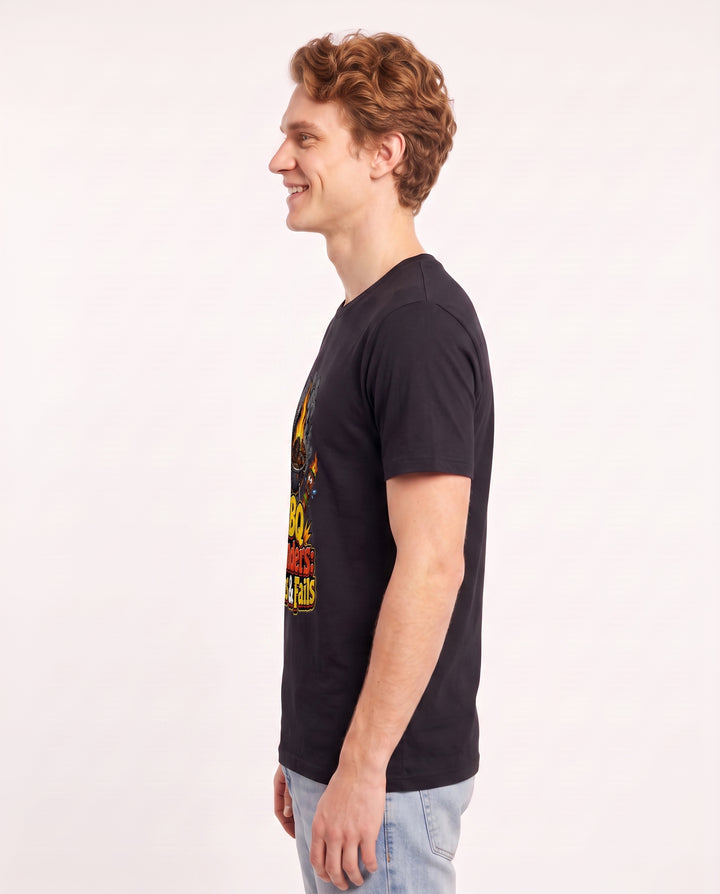 BBQ Blunders: Flames & Fails Men's Black T-Shirt product image 3