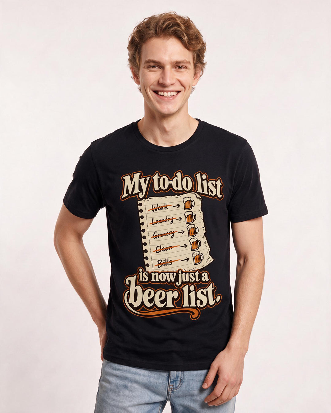 Beer Black T-Shirt for Men – Everyday Expression Graphic Tee product image 1