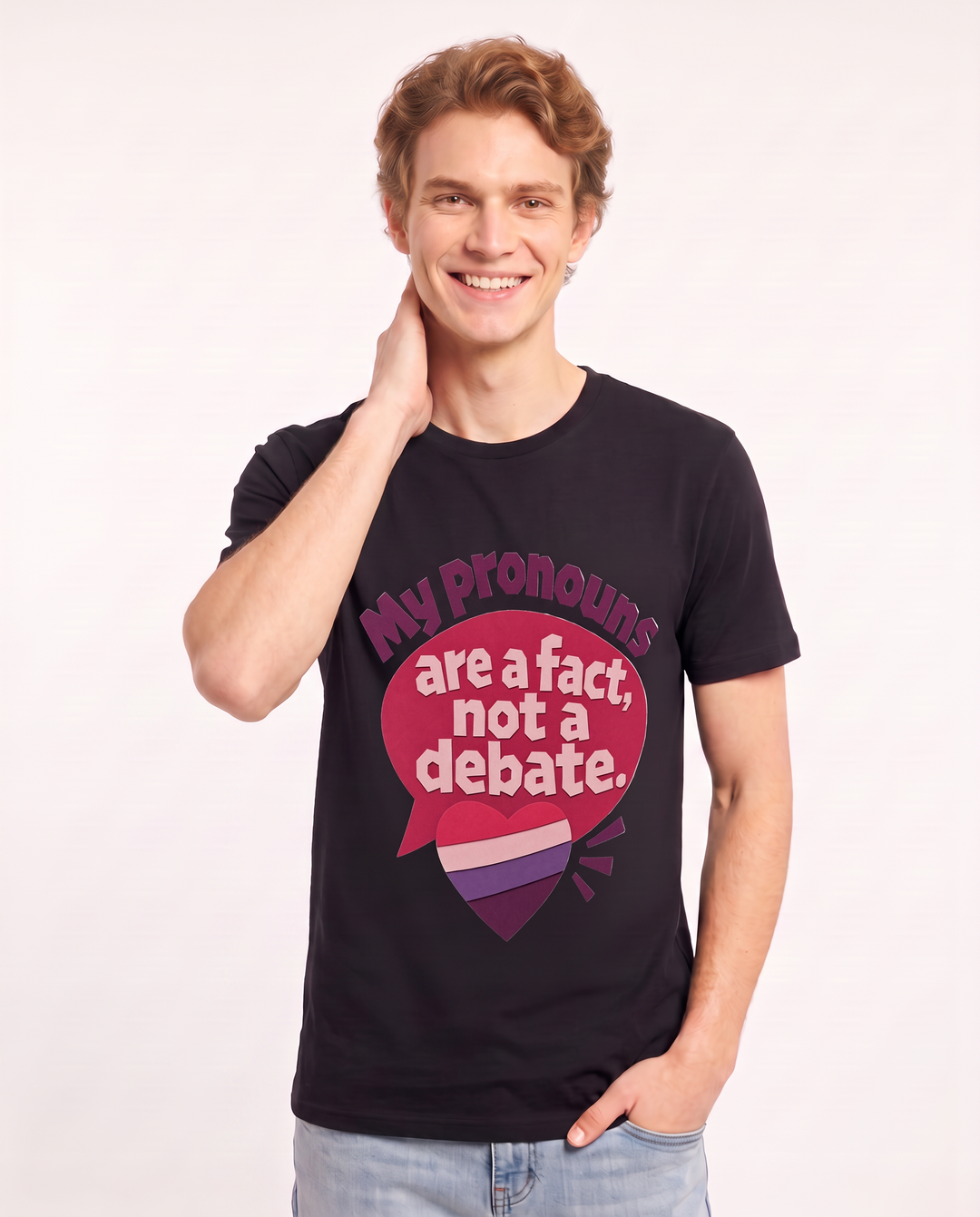 Graphic Men's Black T-Shirt - My pronouns are a fact, not a debate. product image 3