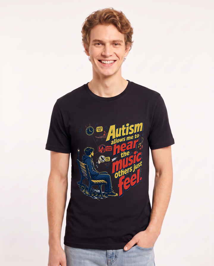 Neurodiversity Black T-Shirt for Men – Everyday Expression Graphic Tee product image 3