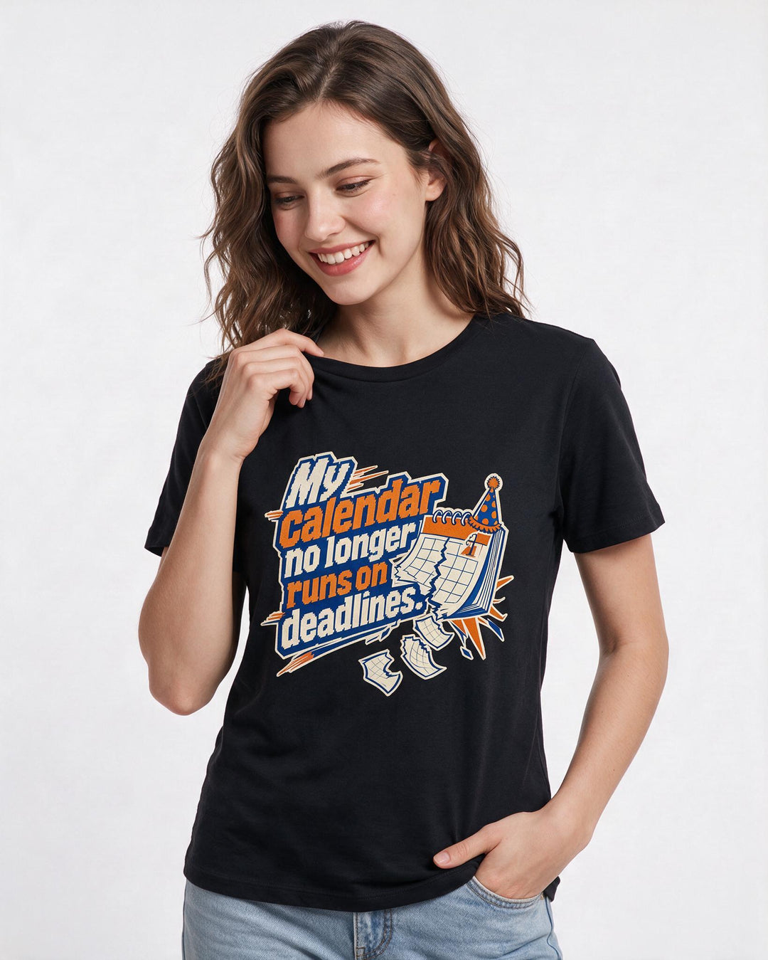 Graduation Women's Black T-Shirt – My calendar no longer runs on product image 3