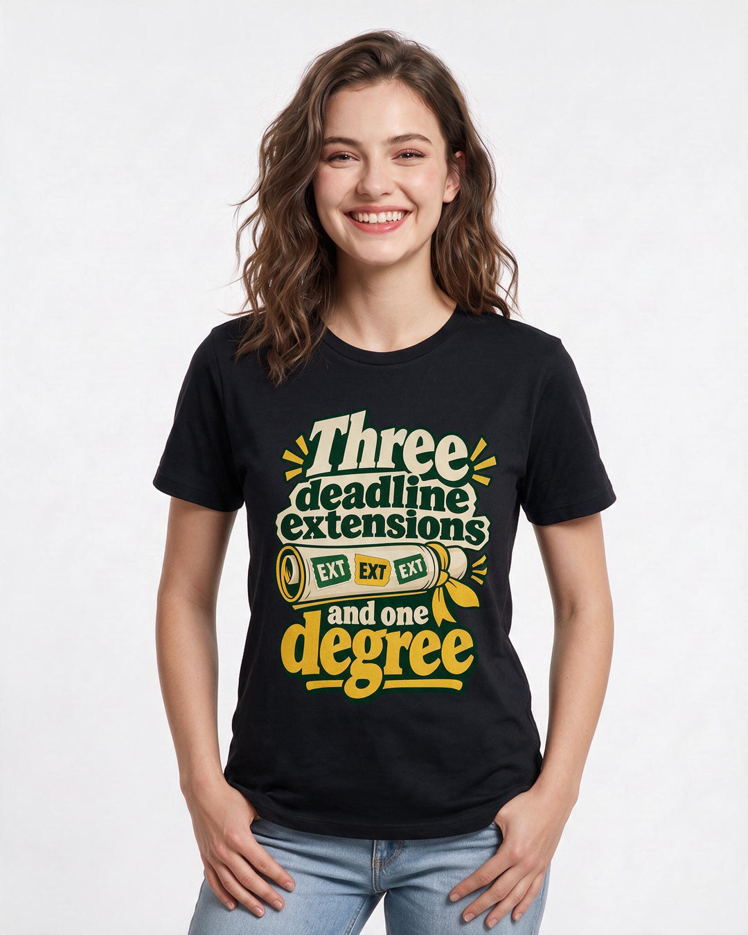 Graduation Black T-Shirt for Women – Everyday Expression Graphic Tee product image 1