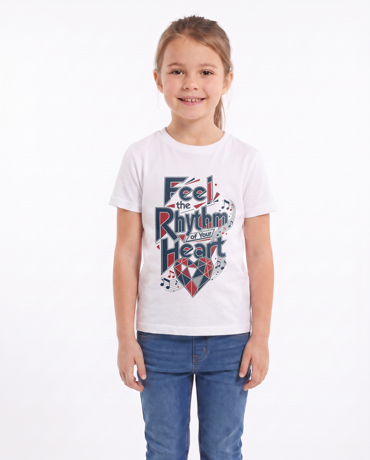 Feel The Rhythm Of Your Heart White T-Shirt mockup 1