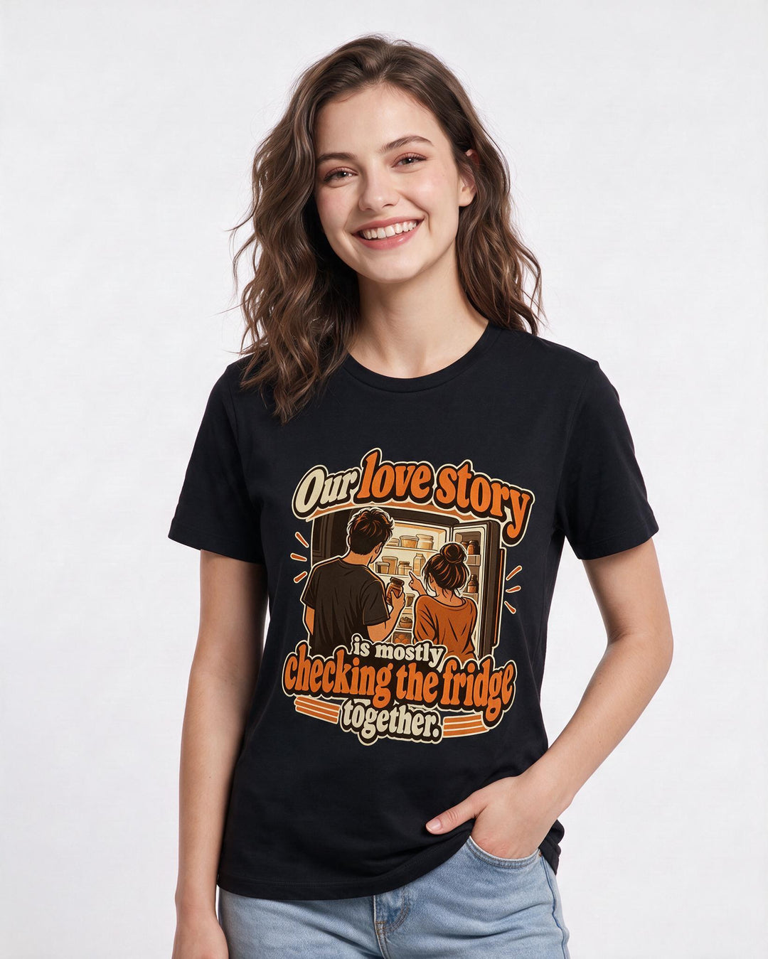 Couples Black T-Shirt for Women – Everyday Expression Graphic Tee product image 1