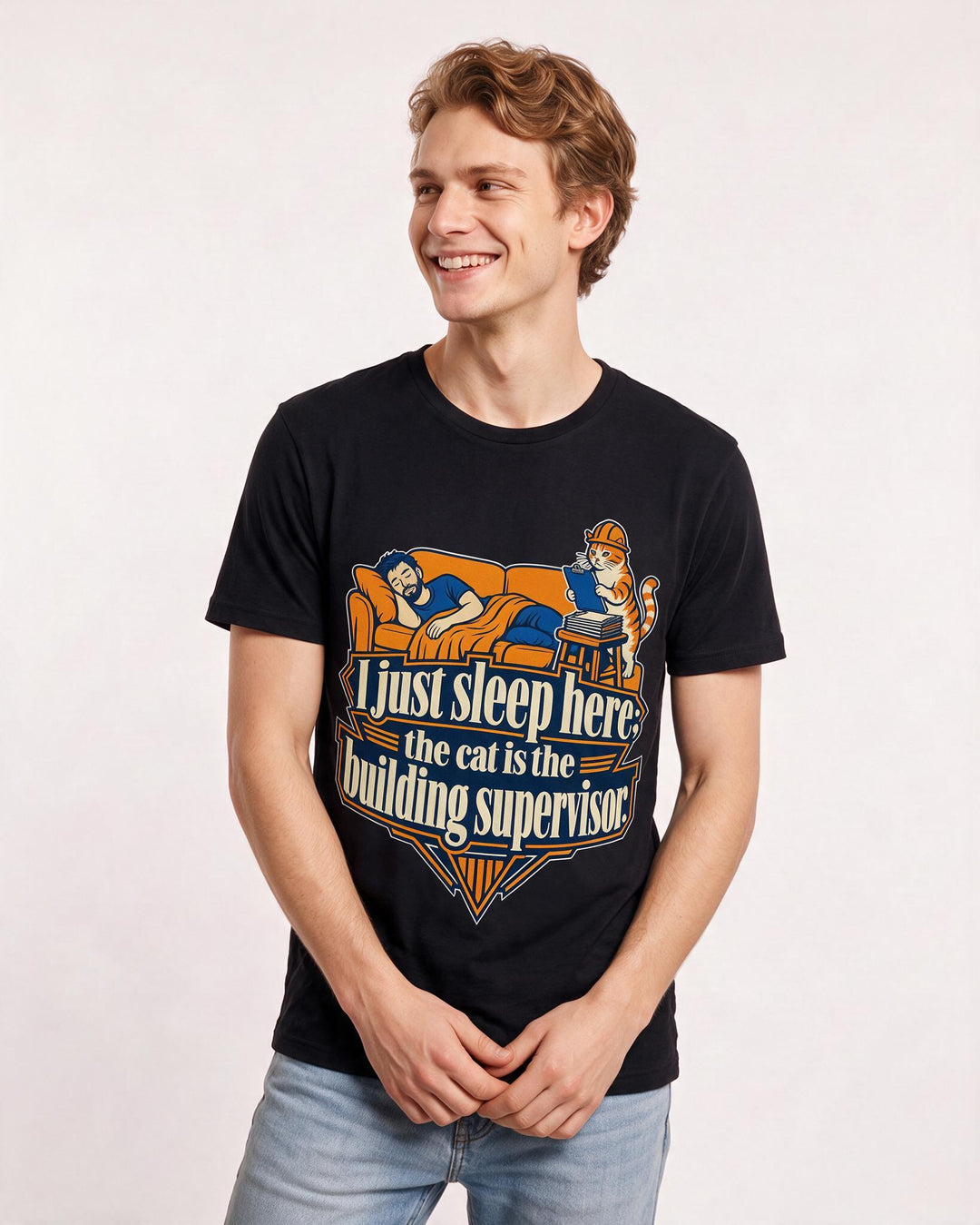 Cat Lover Black T-Shirt for Men – Everyday Expression Graphic Tee product image 1