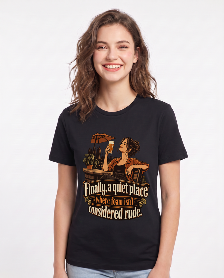 Beer Black T-Shirt for Women – Everyday Expression Graphic Tee product image 3
