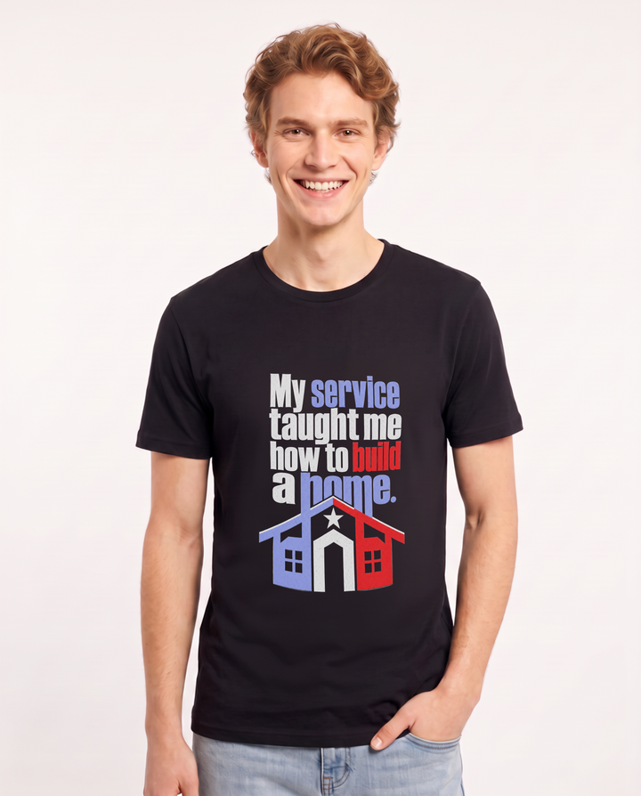 My service taught me how to build a home. Men's Black T-Shirt product image 2