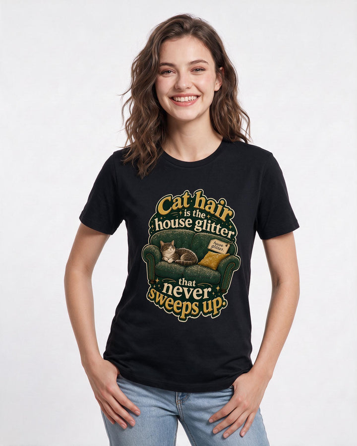 Cat Lover Black T-Shirt for Women – Everyday Expression Graphic Tee product image 1