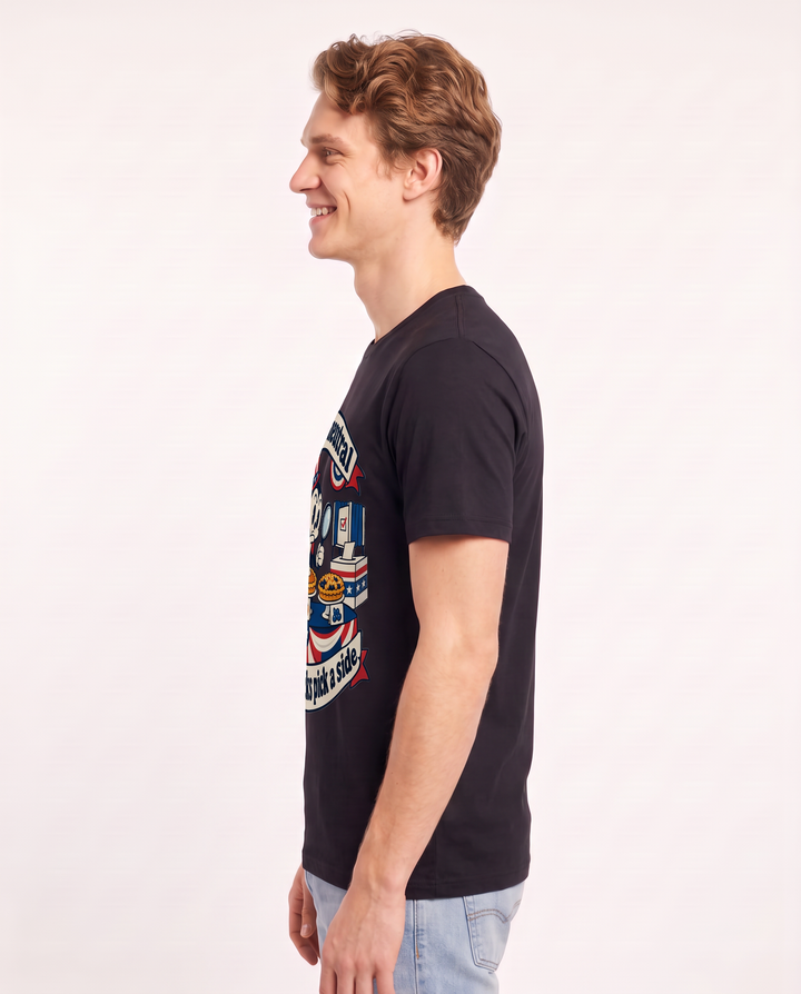 I stay neutral until the snacks pick a side. Men's Black T-Shirt product image 3