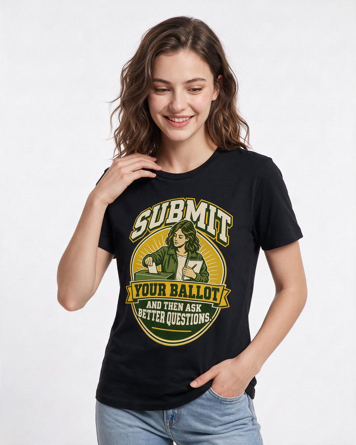 Political Statement Black T-Shirt for Women – Everyday Expression Graphic Tee product image 1