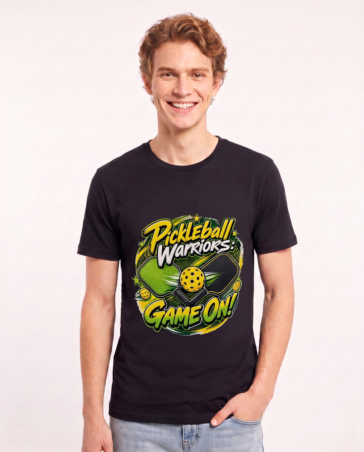 Pickleball Warriors: Game On! Men's Black T-Shirt product image 1