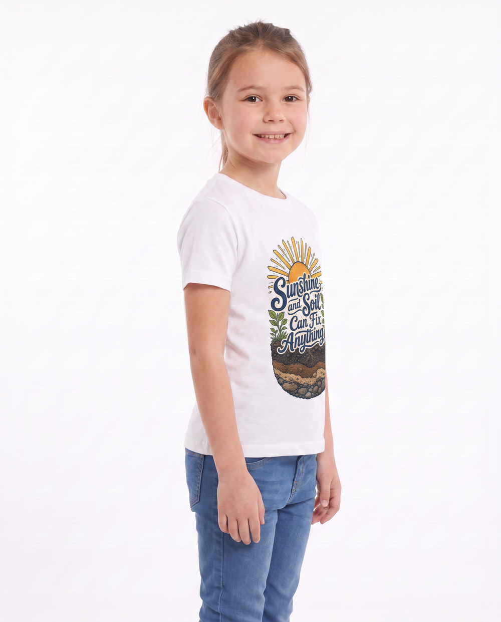 Sunshine And Soil Can Fix Anything White T-Shirt mockup 2
