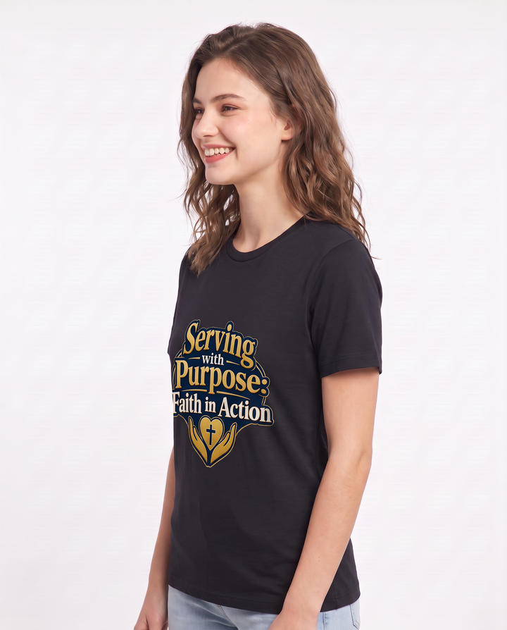 Serving with Purpose: Faith in Action Women's Black T-Shirt product image 3