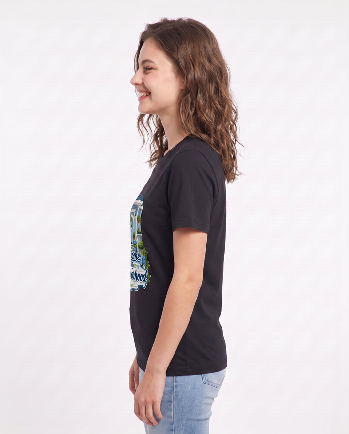 Welcome to My Neighborhood Women's Black T-Shirt product image 3
