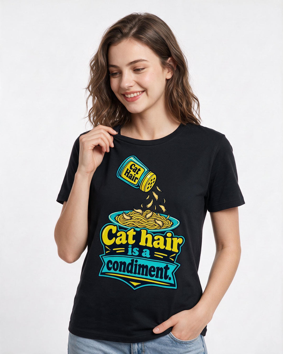 Cat Lover Black T-Shirt for Women – Everyday Expression Graphic Tee product image 1