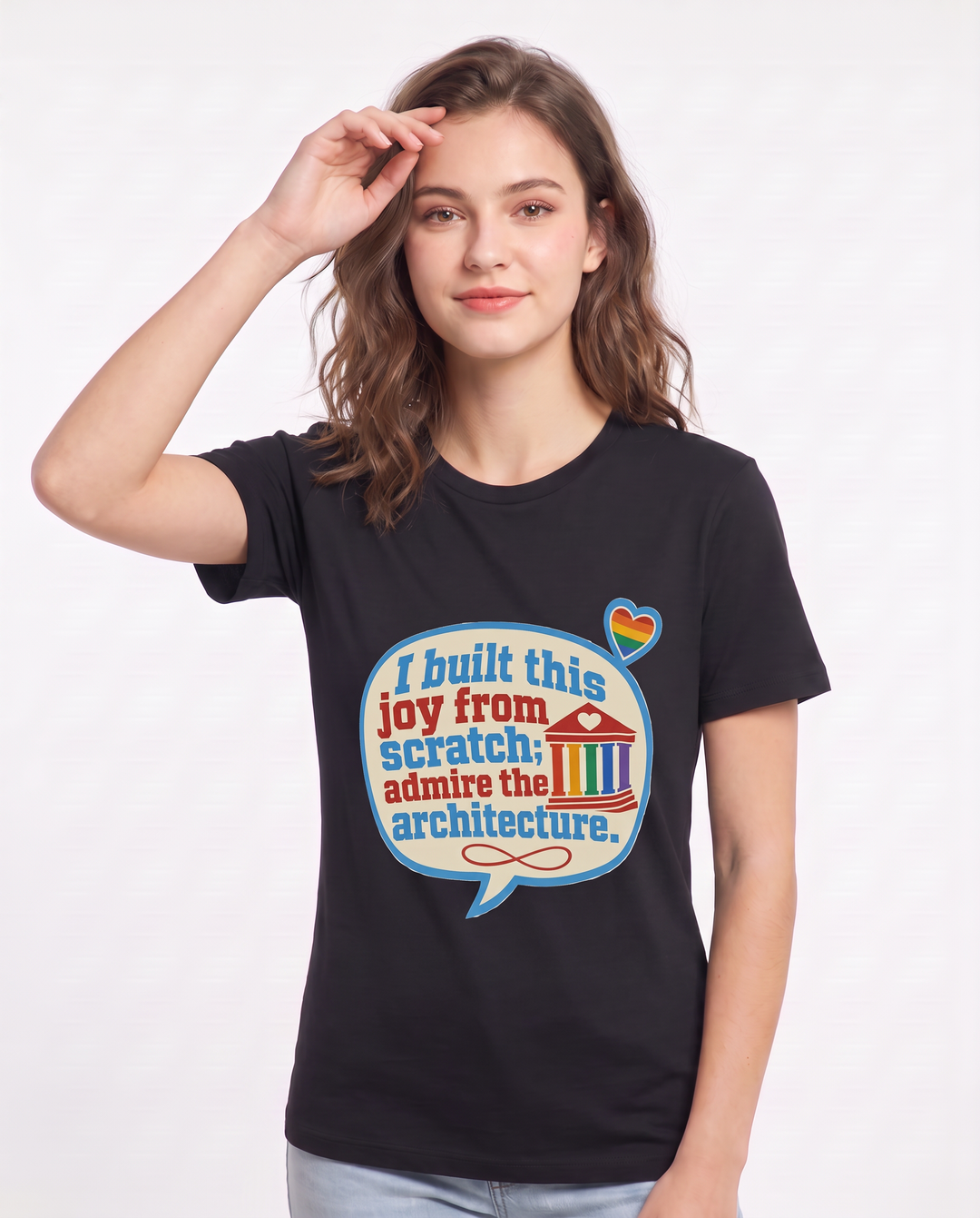 Graphic Women's Black T-Shirt - I built this joy from scratch; admire product image 3