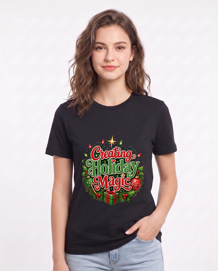 Creating Holiday Magic Women's Black T-Shirt product image 1
