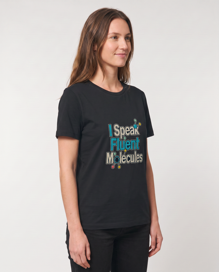 I Speak Fluent Molecules Black T-Shirt mockup 2