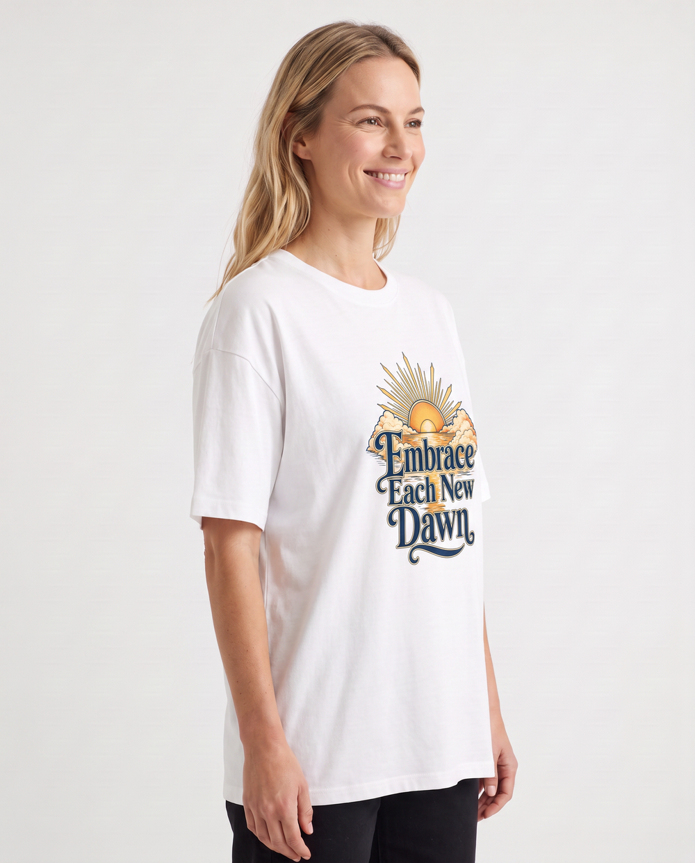 Embrace Each New Dawn White T-Shirt mockup 2