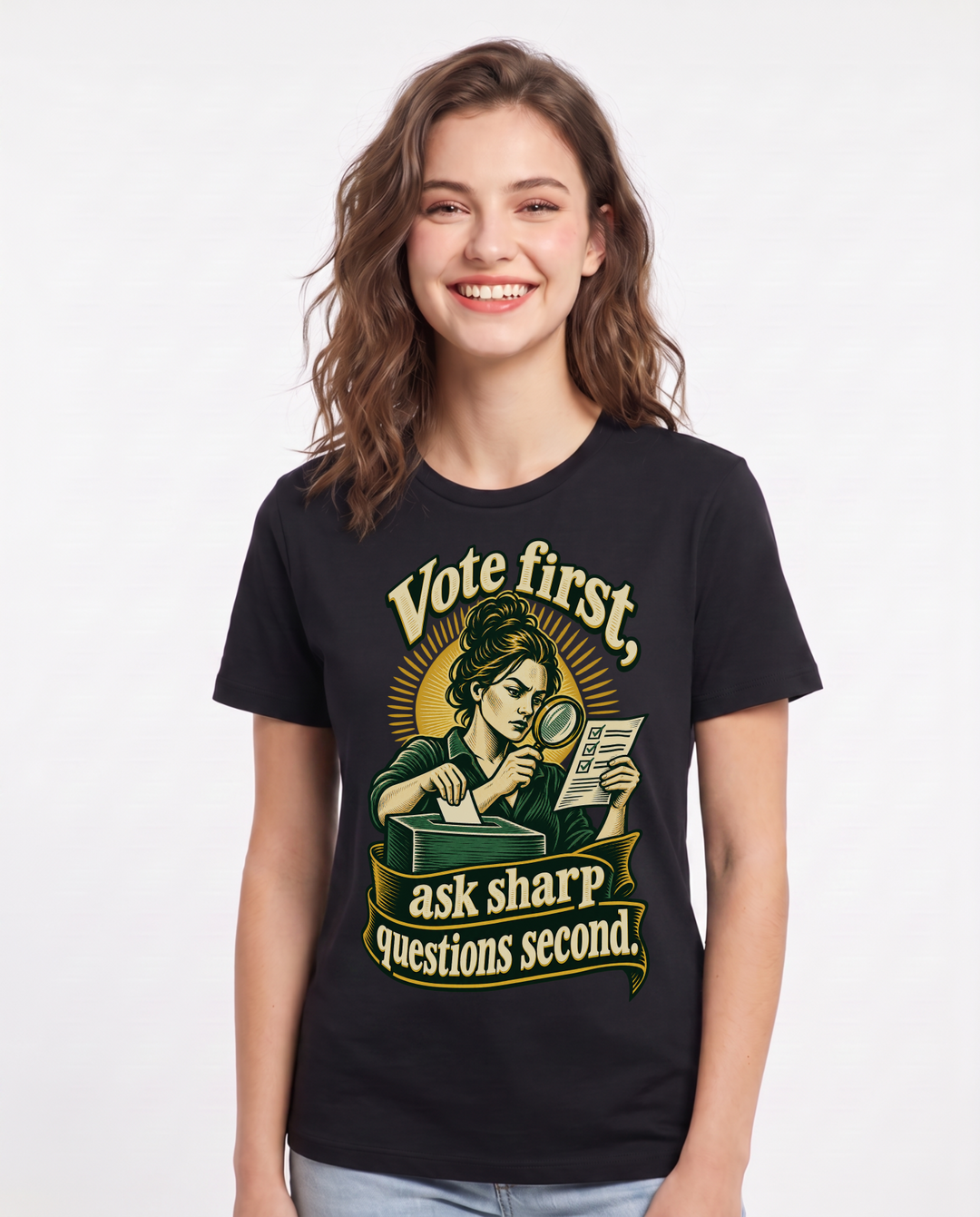 Political Statement Black T-Shirt for Women – Everyday Expression Graphic Tee product image 3