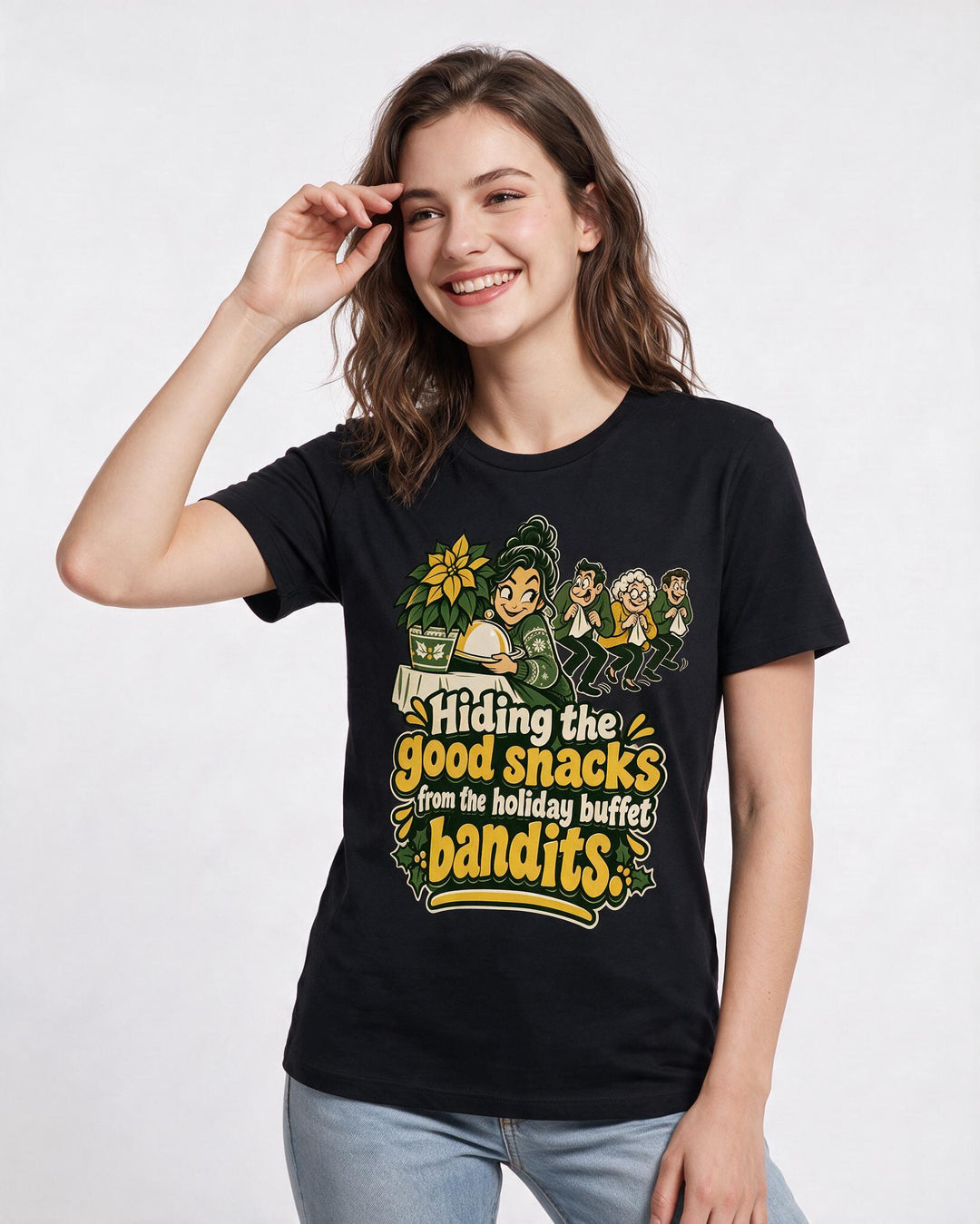 Christmas Black T-Shirt for Women – Holiday Theme Graphic Tee product image 1
