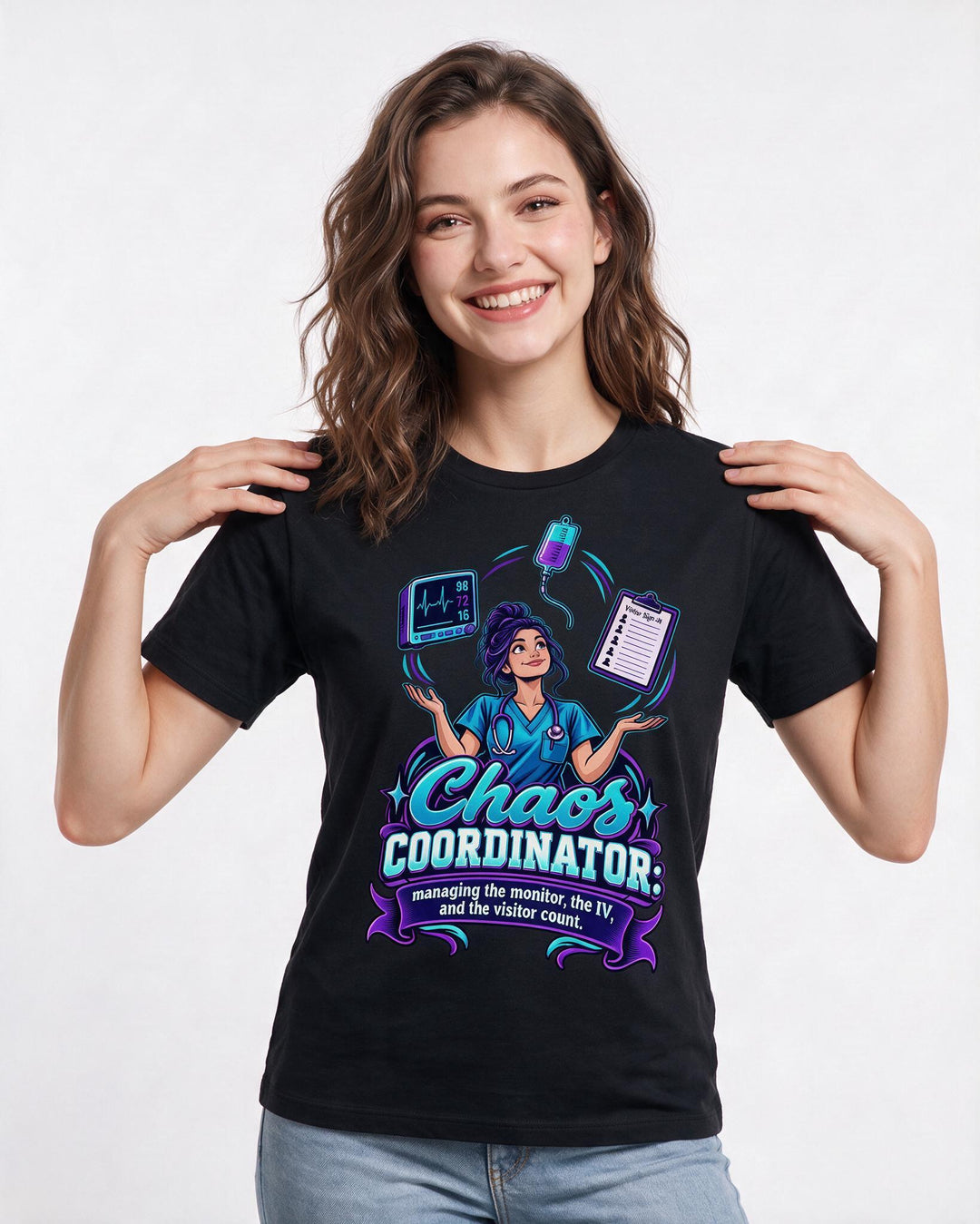 Nurse Black T-Shirt for Women – Nursing Life Graphic Tee product image 1