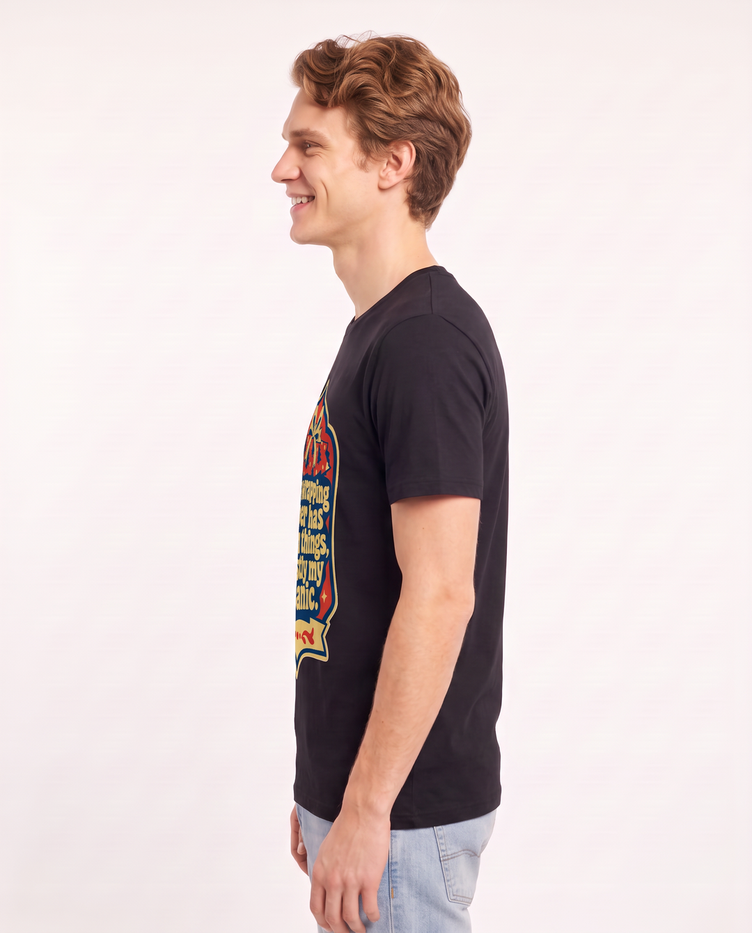 This wrapping paper has seen things, mostly my panic. - Men's Black T-Shirt product image 3