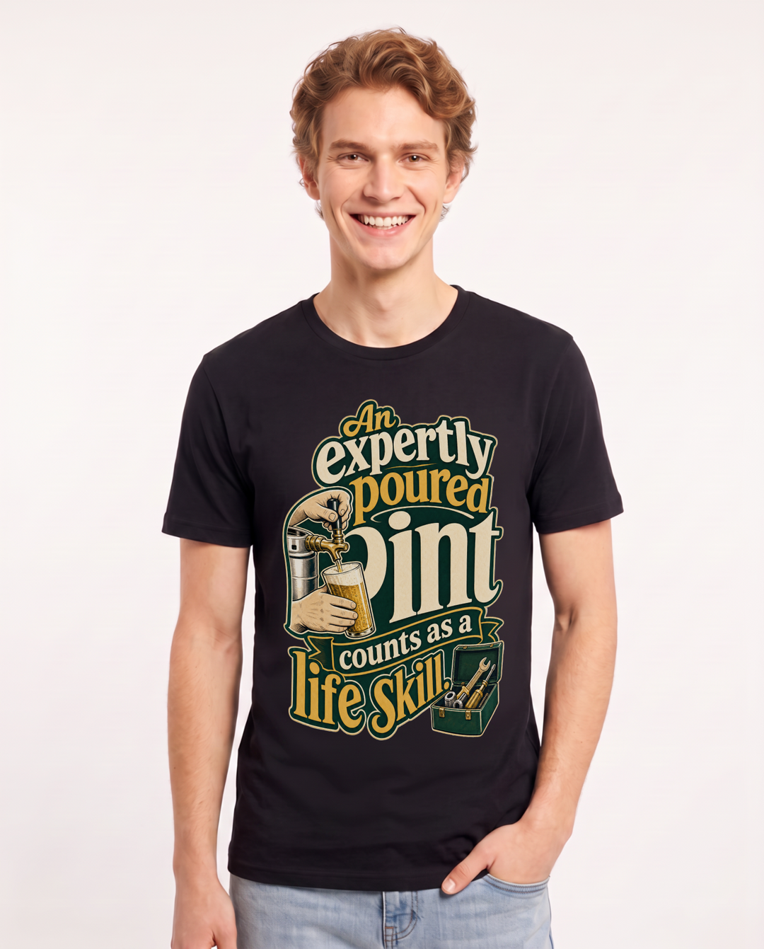 Beer Black T-Shirt for Men – Everyday Expression Graphic Tee product image 1