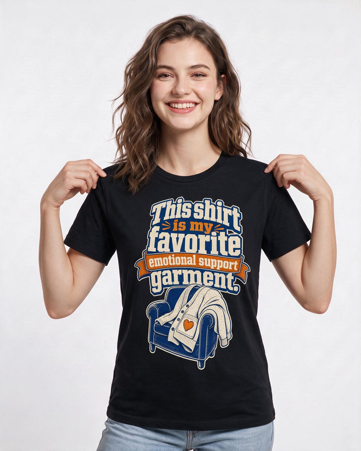 Mom Women's Black T-Shirt – This shirt is my favorite emotional support garment. product image 3