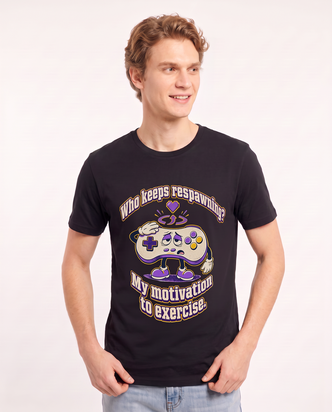 Who keeps respawning? My motivation to exercise. Men's Black T-Shirt product image 1