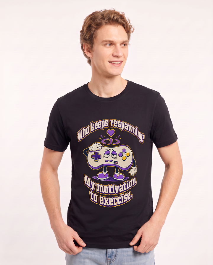 Who keeps respawning? My motivation to exercise. Men's Black T-Shirt product image 1
