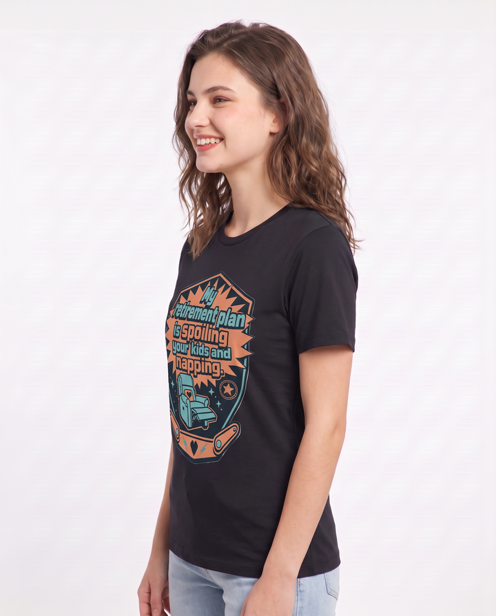 Graphic Women's Black T-Shirt - My retirement plan is spoiling your product image 2