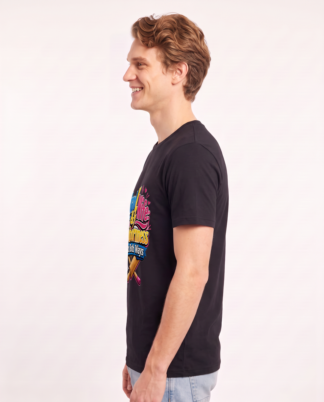 Husband & Wife: Stubbornness Runs Both Ways Men's Black T-Shirt product image 3