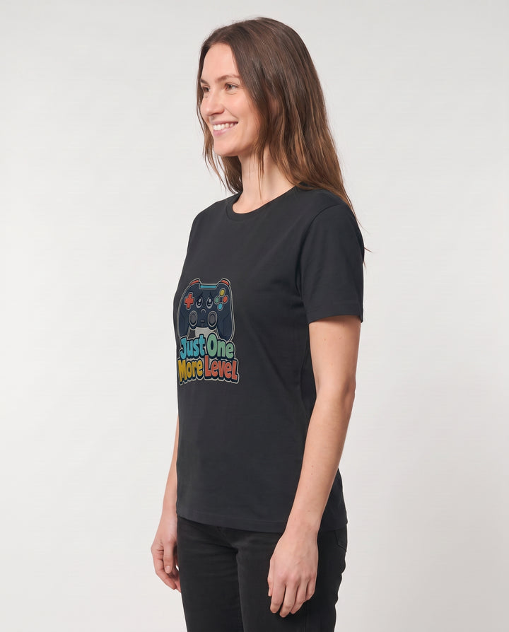 Just One More Level Black T-Shirt mockup 2