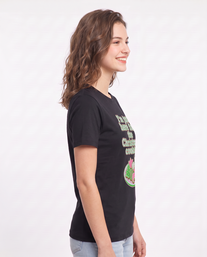 I'm just here for the Christmas cookies - Women's Black T-Shirt product image 3