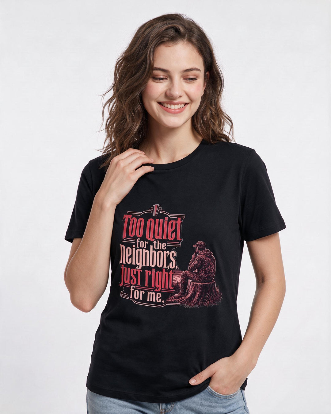 Hunting Black T-Shirt for Women – Everyday Expression Graphic Tee product image 1