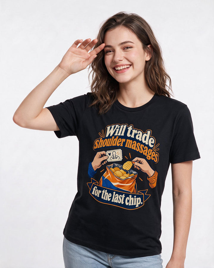 Couples Black T-Shirt for Women – Everyday Expression Graphic Tee product image 1