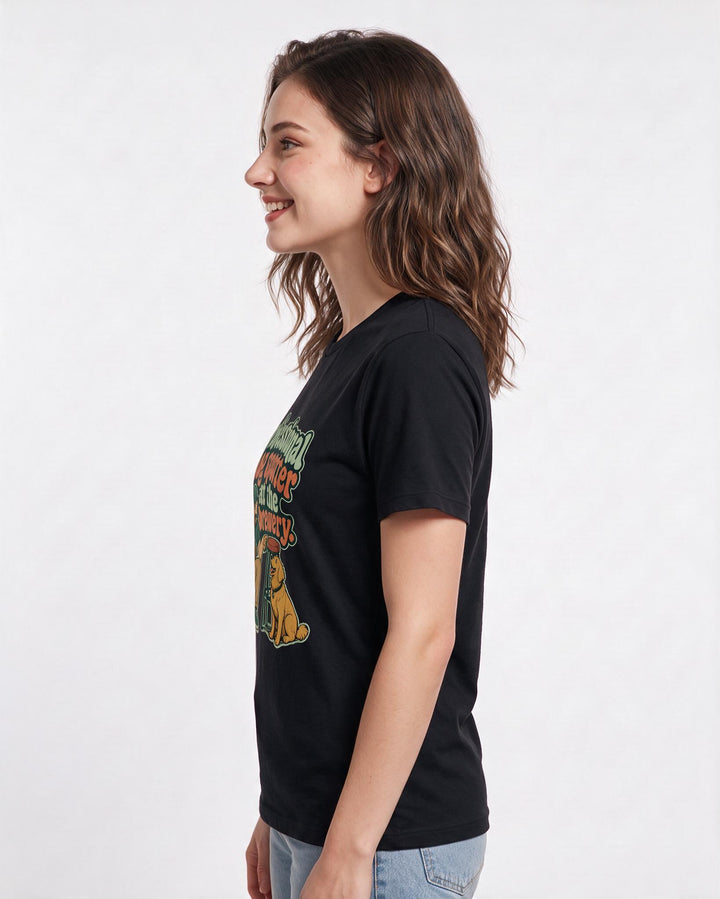 Beer Black T-Shirt for Women – Everyday Expression Graphic Tee product image 2