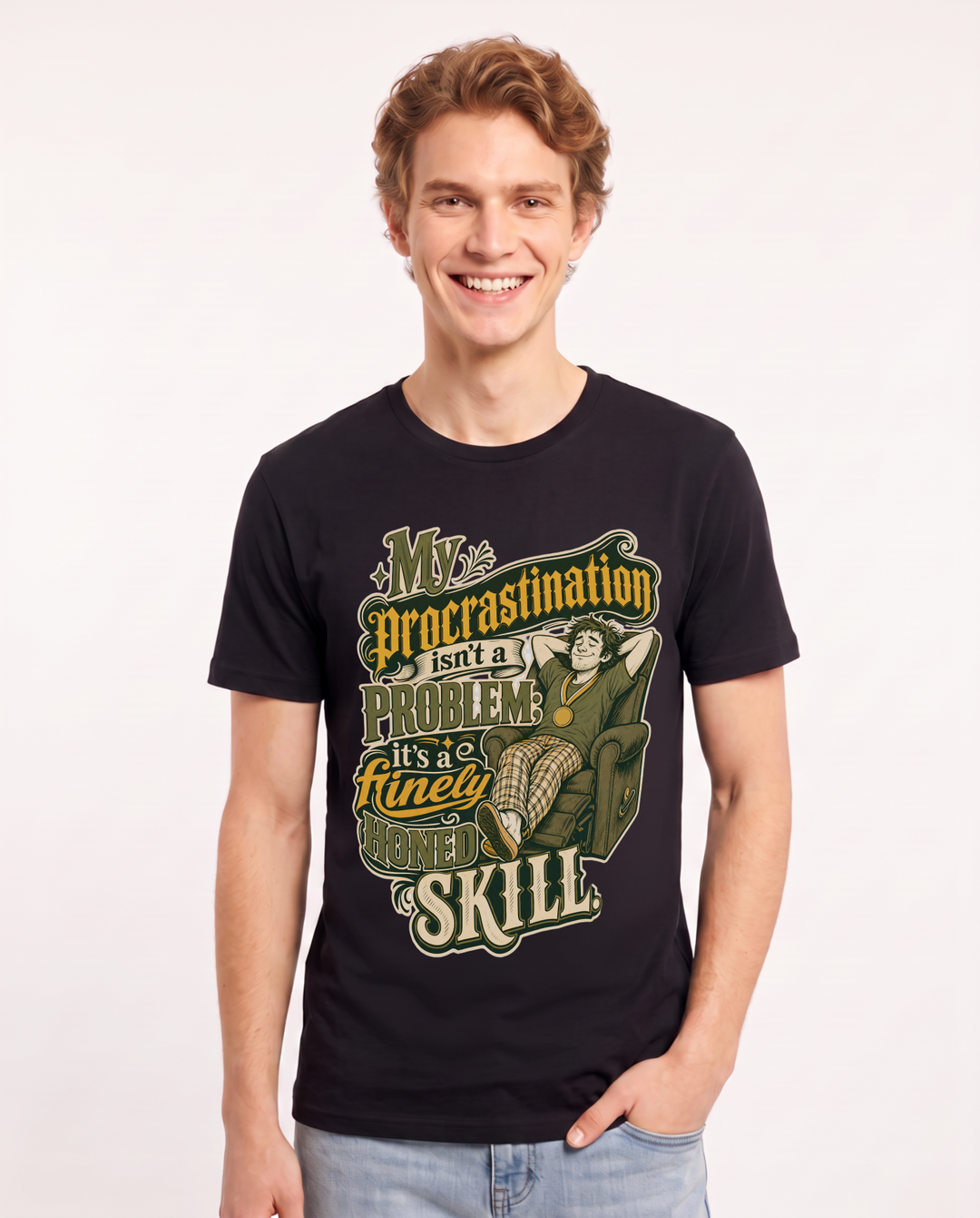 Funny Meme Men's Black T-Shirt – My procrastination isn't a problem; it's product image 1