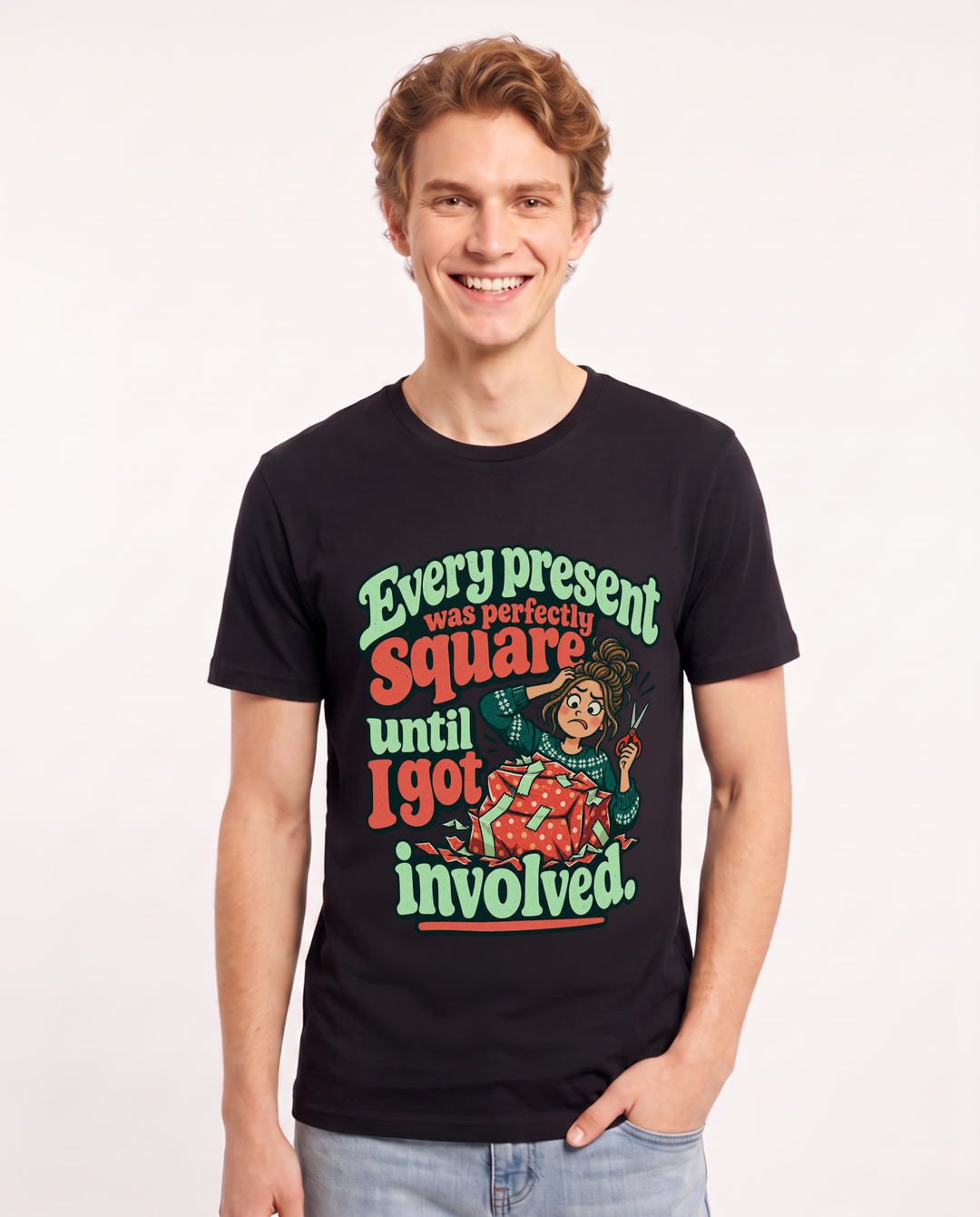 Christmas Black T-Shirt for Men – Holiday Theme Graphic Tee product image 3