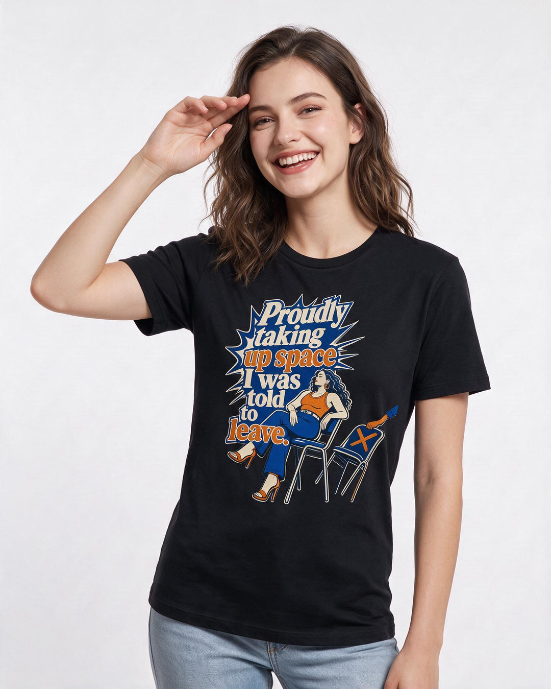 Pride Women's Black T-Shirt – Proudly taking up space I was told to leave. product image 3