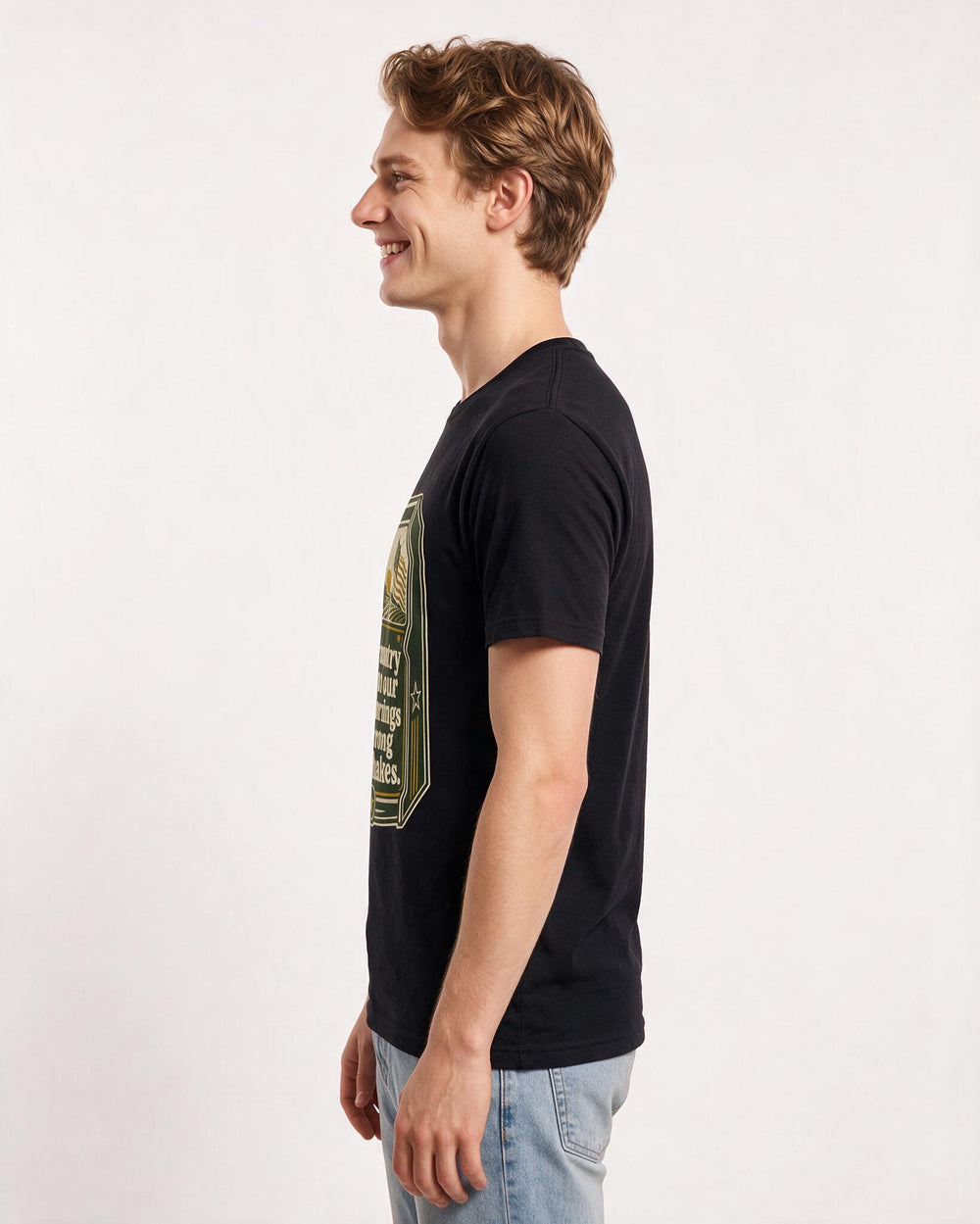 Graphic Men's Black T-Shirt - This country runs on our early mornings product image 2
